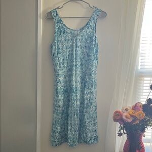 Toad&Co Teal Zigzag Midi Dress